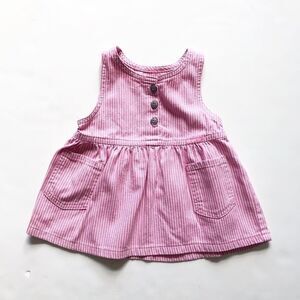 Vintage Oshkosh button denim pink stripe dress 12m